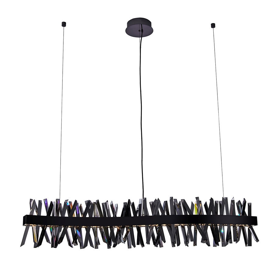 Kalco Glacier 1Lt 60" Linear Pendant, Smoked Firenze/Black Nickel