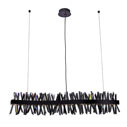Kalco Glacier 1Lt 60" Linear Pendant, Smoked Firenze/Black Nickel