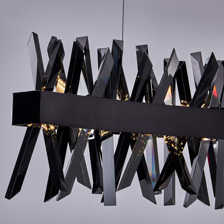 Kalco Glacier 1Lt 60" Linear Pendant, Smoked Firenze/Black Nickel