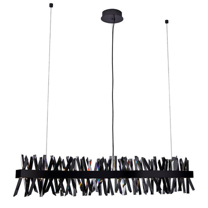 Kalco Glacier 1Lt 60" Linear Pendant, Smoked Firenze/Black Nickel