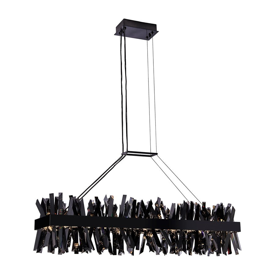 Kalco Glacier 1Lt 48" Linear Pendant, Smoked Firenze/Black Nickel - 030260-184