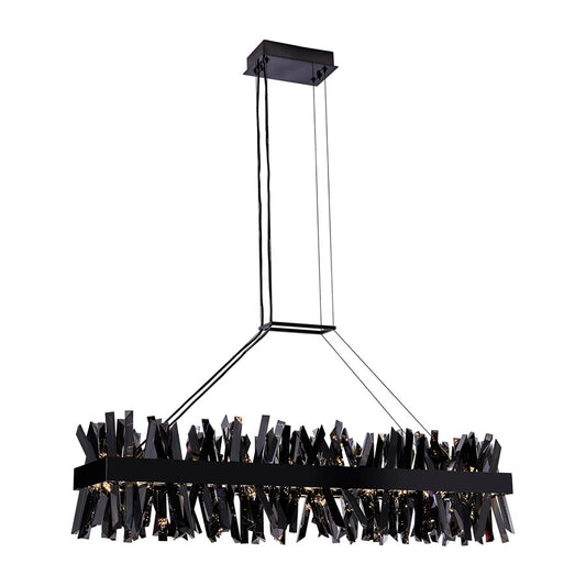 Kalco Glacier 1Lt 48" Linear Pendant, Smoked Firenze/Black Nickel - 030260-184