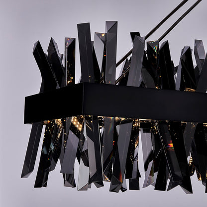 Kalco Glacier 1Lt 48" Linear Pendant, Smoked Firenze/Black Nickel