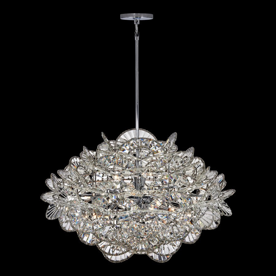 Kalco Luminoso 18Lt Chand, Chrome/Trapezoidal Crystal