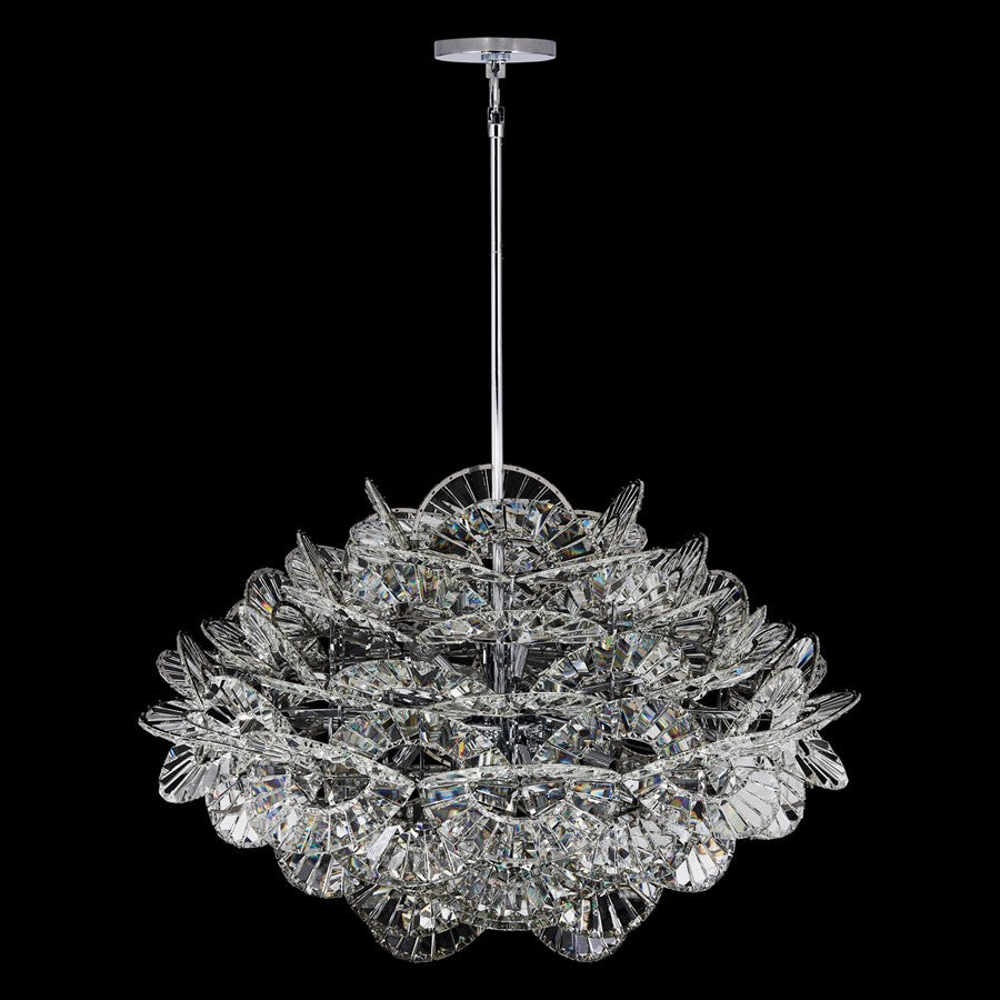 Kalco Luminoso 18Lt Chand, Chrome/Trapezoidal Crystal