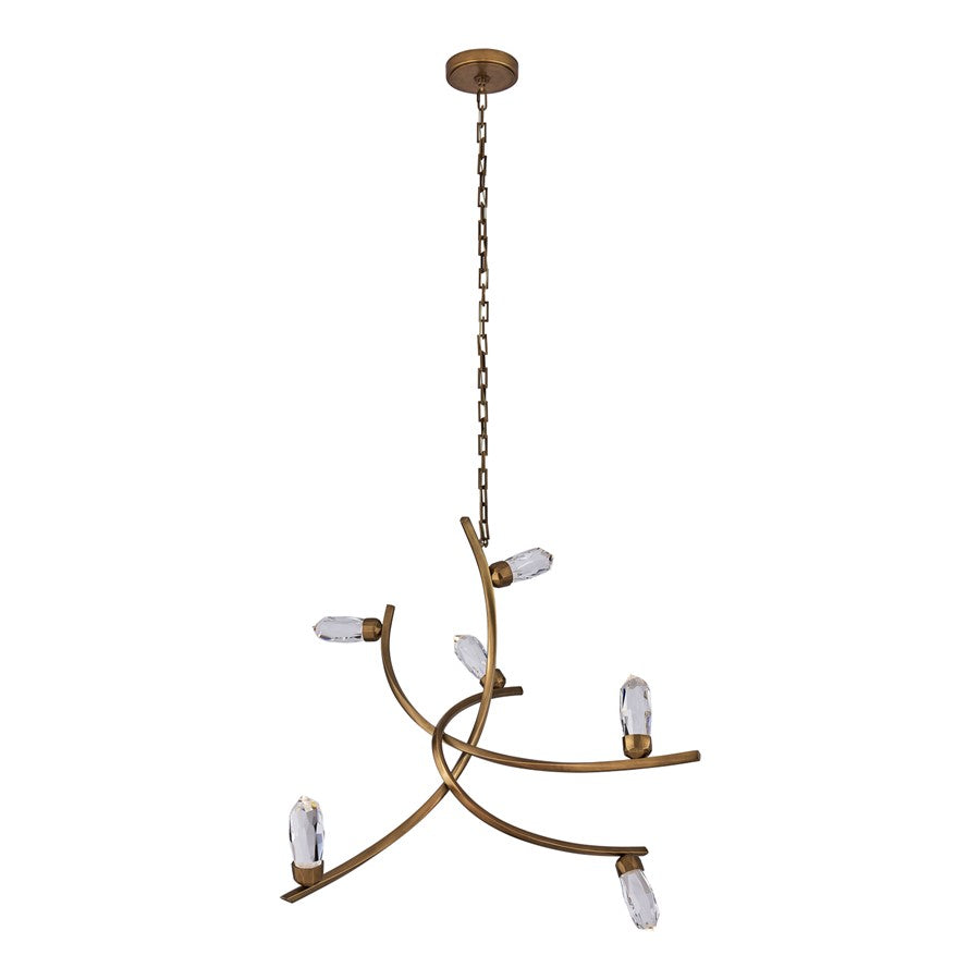 Kalco Bilancia 6 Light Chandelier, Firenze Clear/True Brass - 045655-062-FR001