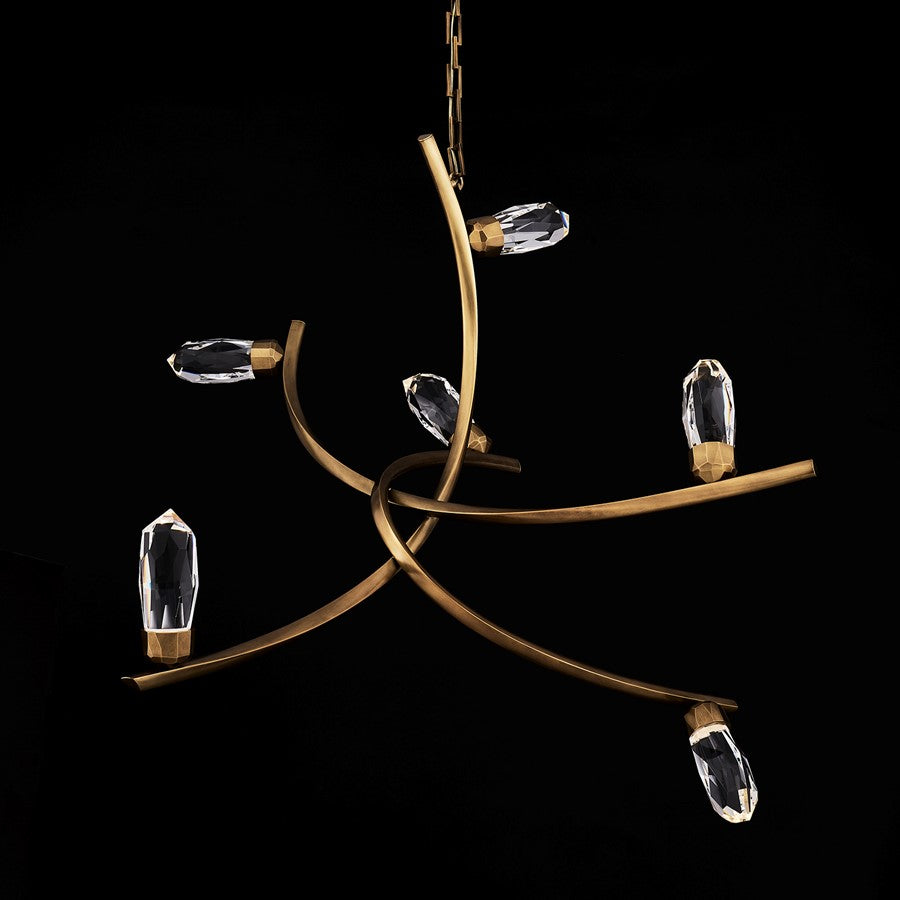 Kalco Bilancia 6 Light Chandelier, Firenze Clear/True Brass