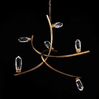 Kalco Bilancia 6 Light Chandelier, Firenze Clear/True Brass