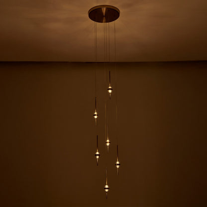 Kalco Goccia 12 Light Chandelier, Firenze Clear/Winter Brass