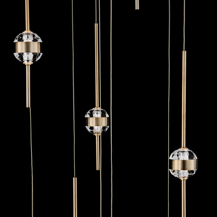 Kalco Goccia 18 Light Chandelier, Firenze Clear/Winter Brass