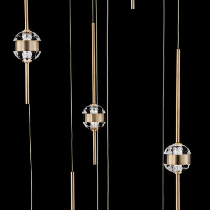 Kalco Goccia 18 Light Chandelier, Firenze Clear/Winter Brass