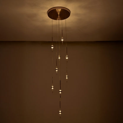 Kalco Goccia 18 Light Chandelier, Firenze Clear/Winter Brass