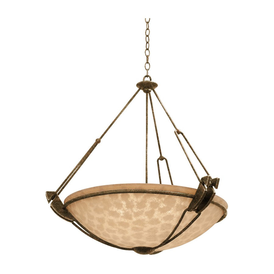 Kalco Lighting Grande 3 Light Pendant, Antique Copper/Ecru - 4845AC-ECRU