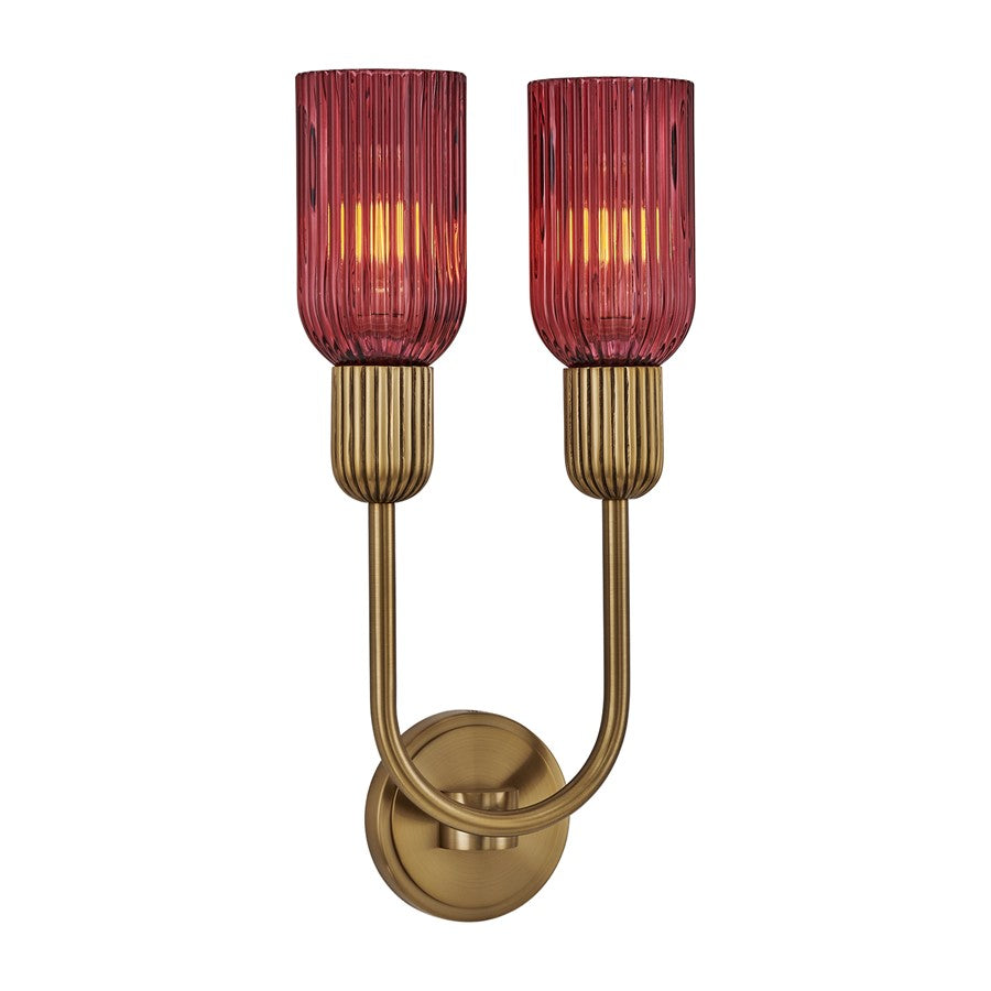 Kalco Lighting Verde 2 Light Wall Sconce, Satin Brass - 519621STB-MGNT