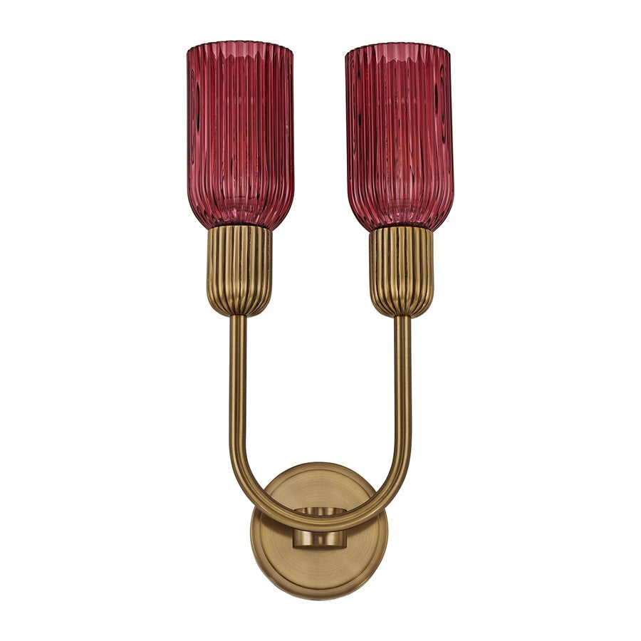 Kalco Lighting Verde 2 Light Wall Sconce, Satin Brass