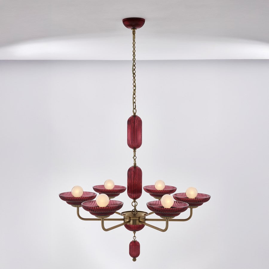 Kalco Lighting Verde 6 Light Pendant, Satin Brass - 519671STB-MGNT