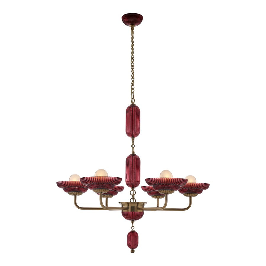 Kalco Lighting Verde 6 Light Pendant, Satin Brass