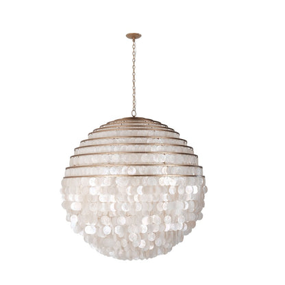 Kalco Lighting Sphere 12 Light Chandelier, Pearlized Antique Brass