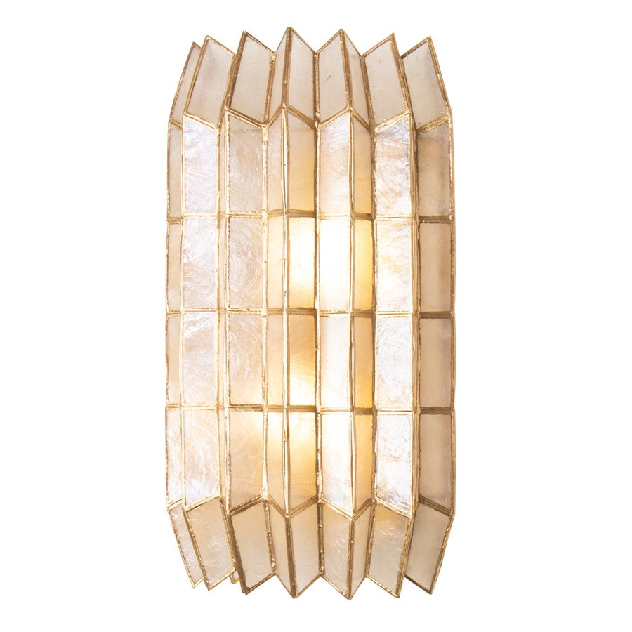 Kalco Lighting Fractal 2 Light Wall Sconce, Oxidized Gold Leaf