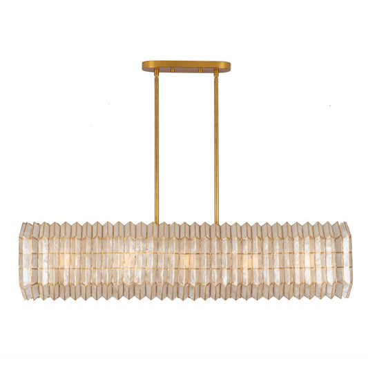 Kalco Lighting Fractal 10 Light Linear Pendant, Oxidized Gold Leaf - 522661OL