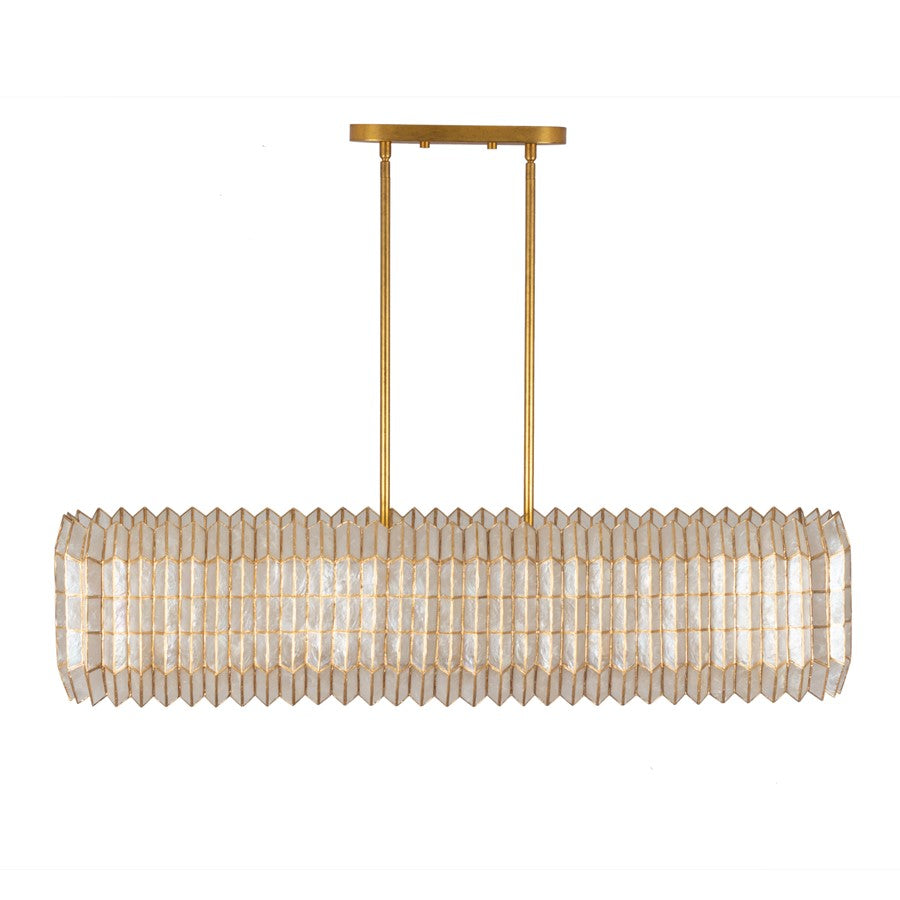 Kalco Lighting Fractal 10 Light Linear Pendant, Oxidized Gold Leaf