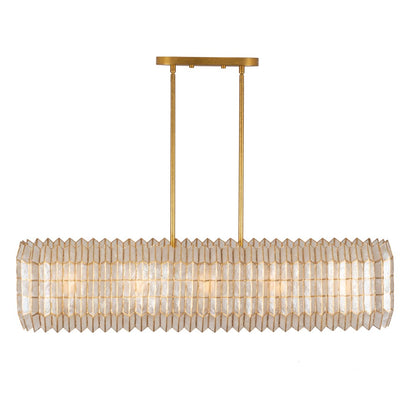 Kalco Lighting Fractal 10 Light Linear Pendant, Oxidized Gold Leaf