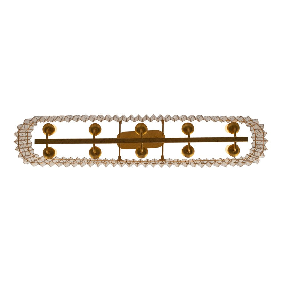 Kalco Lighting Fractal 10 Light Linear Pendant, Oxidized Gold Leaf