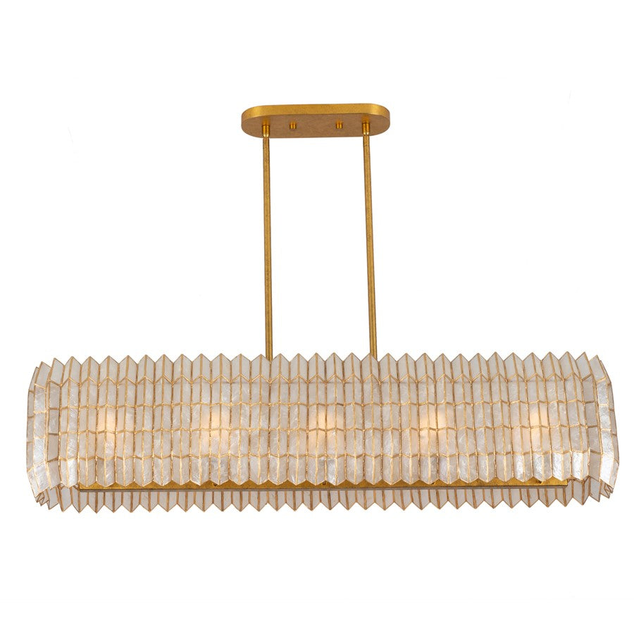 Kalco Lighting Fractal 10 Light Linear Pendant, Oxidized Gold Leaf