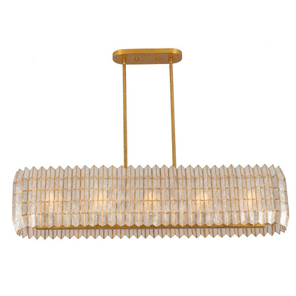Kalco Lighting Fractal 10 Light Linear Pendant, Oxidized Gold Leaf