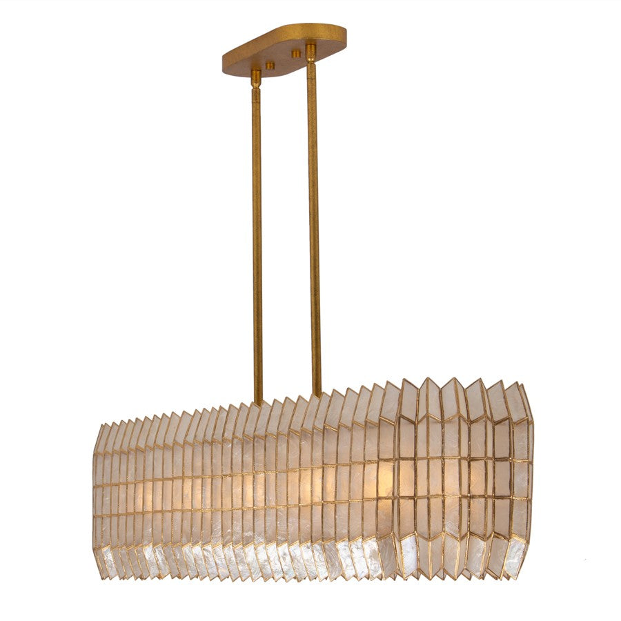 Kalco Lighting Fractal 10 Light Linear Pendant, Oxidized Gold Leaf