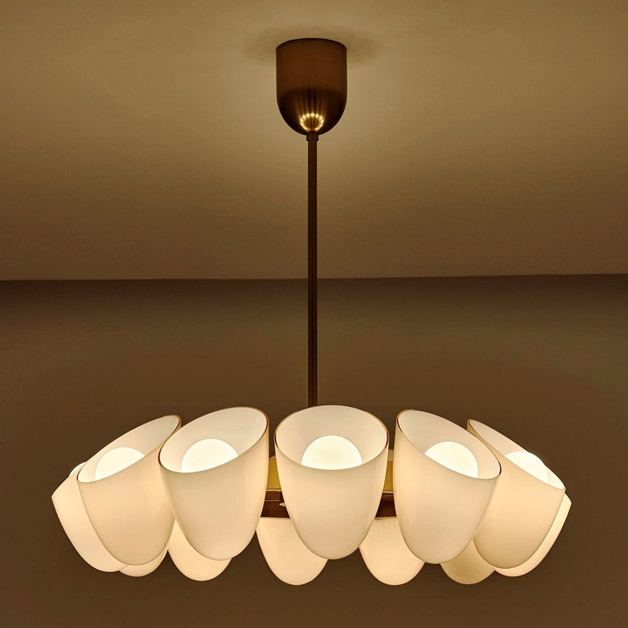Kalco Lighting Cocoon 12 Light Chandelier, Winter Brass