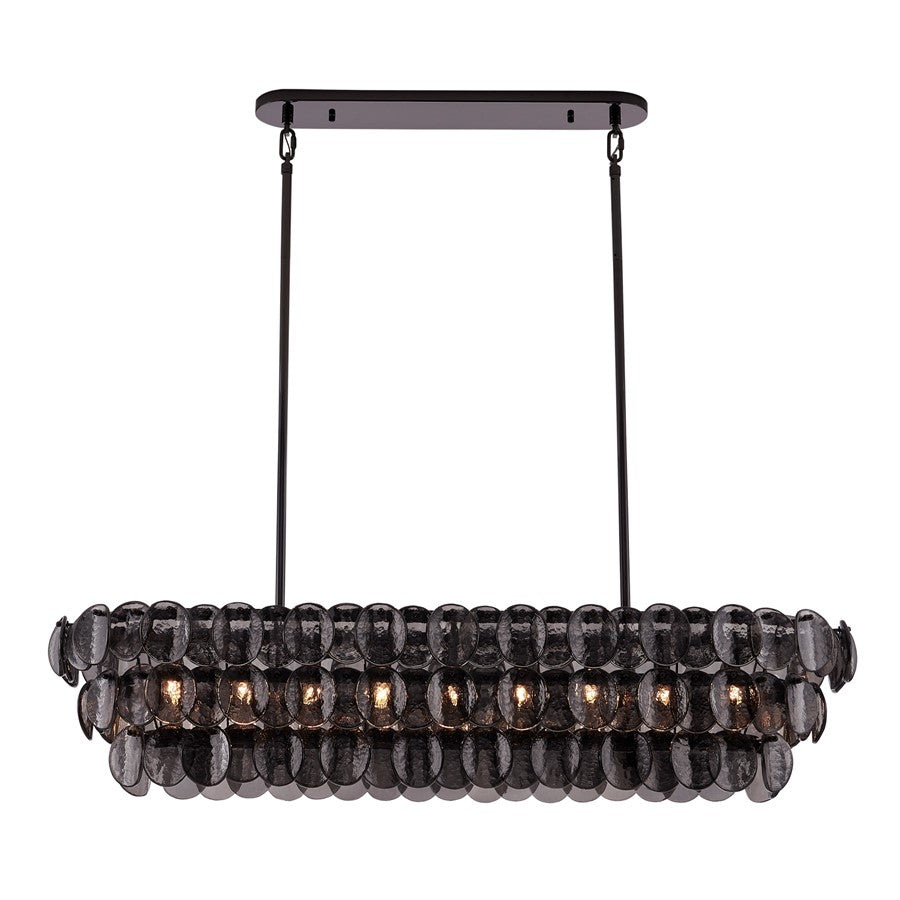 Kalco Lighting Uroko 9 Light Linear Pendant, Black Nickel
