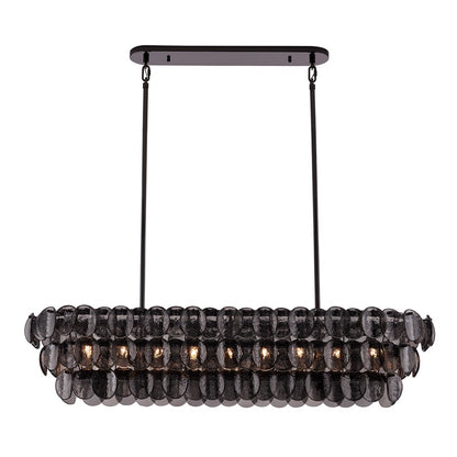 Kalco Lighting Uroko 9 Light Linear Pendant, Black Nickel