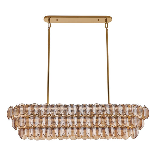 Kalco Lighting Uroko 9 Light Linear Pendant, Polished Winter Brass - 524661PWB