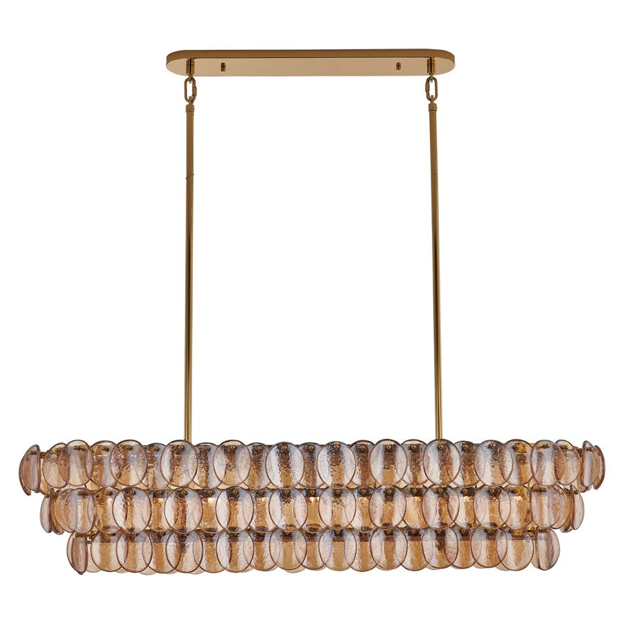 Kalco Lighting Uroko 9 Light Linear Pendant, Polished Winter Brass