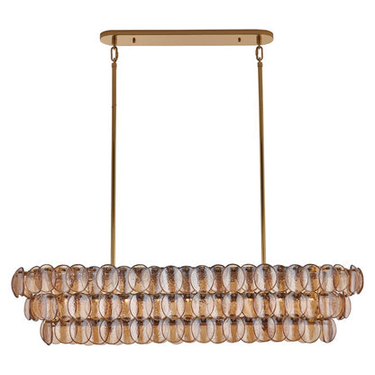 Kalco Lighting Uroko 9 Light Linear Pendant, Polished Winter Brass