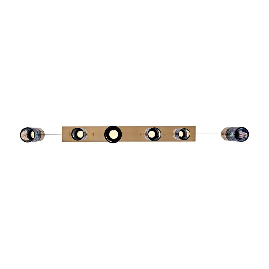 Kalco Lighting Kiriko 6 Light Linear Pendant, Winter Brass
