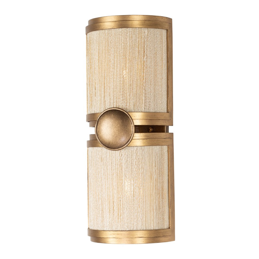 Kalco Lighting Button 2Lt Wall Sconce, Pearlized Brass Modern Gold