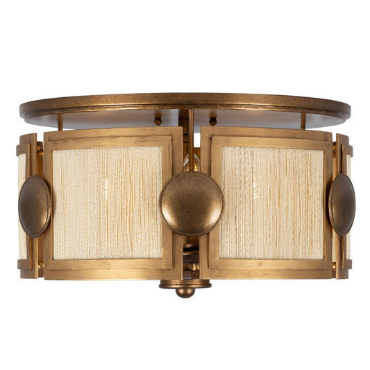Kalco Lighting Button 3Lt Semi-Flush Mount, Brass/Modern Gold - 526845PABMG
