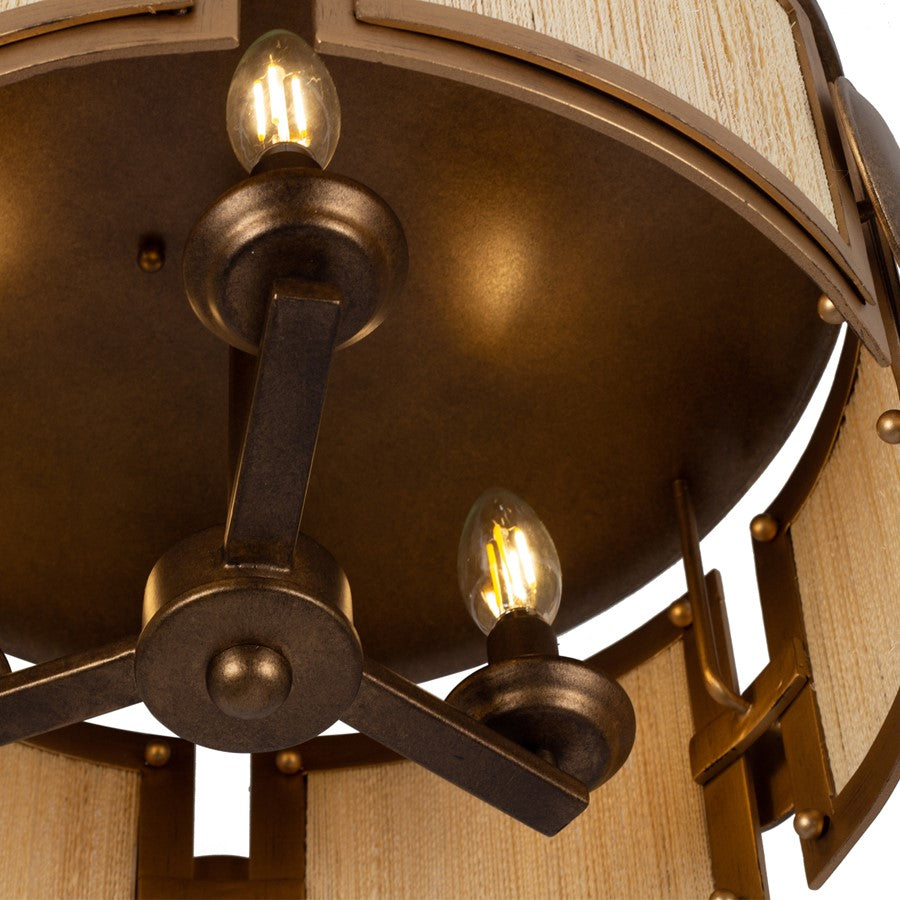 Kalco Lighting Button 3Lt Semi-Flush Mount, Brass/Modern Gold