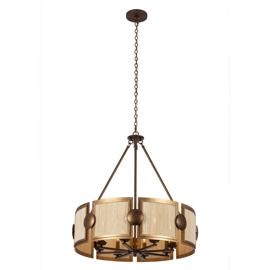 Kalco Lighting Button 8Lt Chandelier, Pearlized Brass/Modern Gold