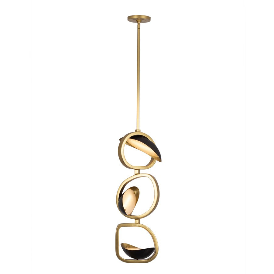 Kalco Lighting Onyx 3 Light Pendant, Brushed Gold/Satin Bronze - 527211BGZ