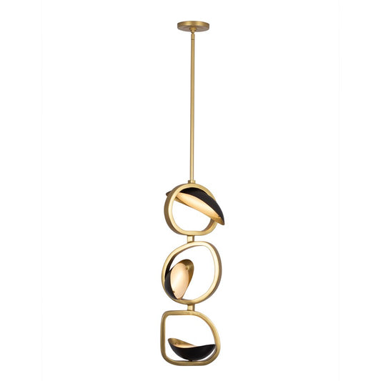 Kalco Lighting Onyx 3 Light Pendant, Brushed Gold/Satin Bronze - 527211BGZ