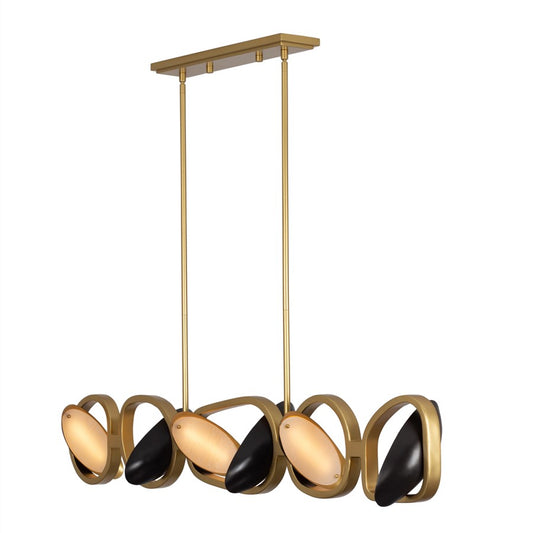 Kalco Lighting Onyx 6Lt Linear Pendant, Gold/Satin Bronze - 527261BGZ