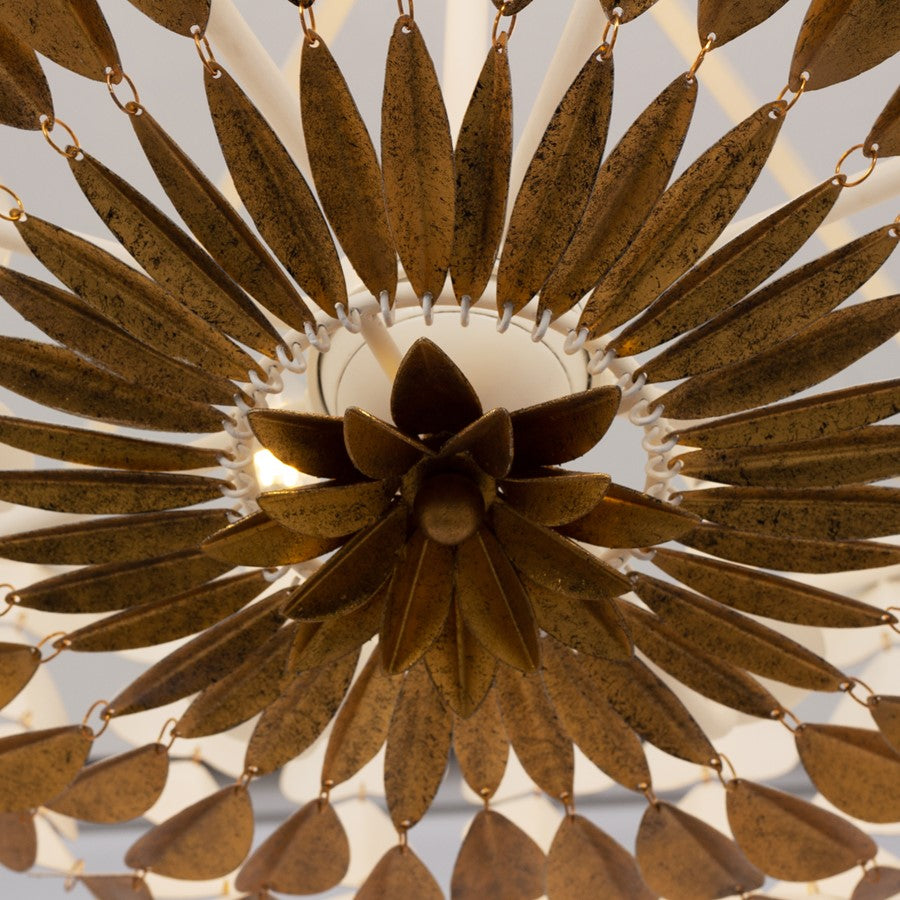 Kalco Lighting Amor 8 Light Chandelier, Oxidized Gold Leaf And White