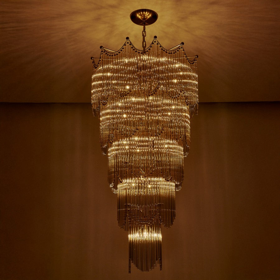 Kalco Lighting Adorn 40 Light Chandelier, Vintage Brass