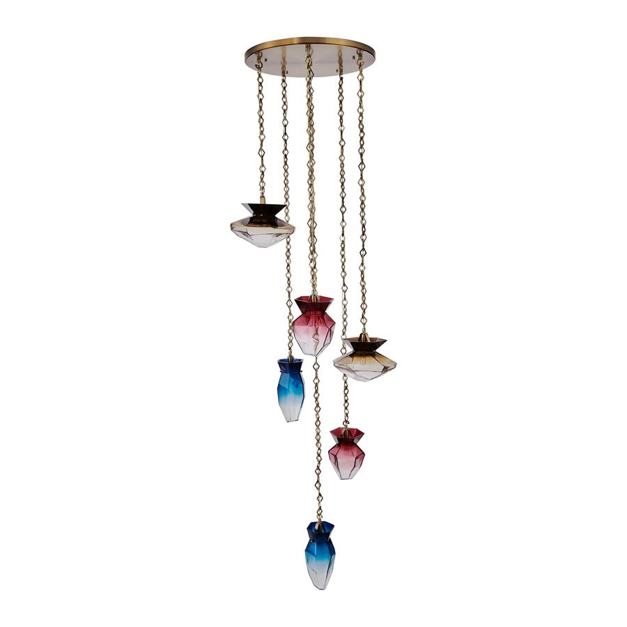 Kalco Lighting Bolsa 6 Light 31" Chandelier, Winter Brass