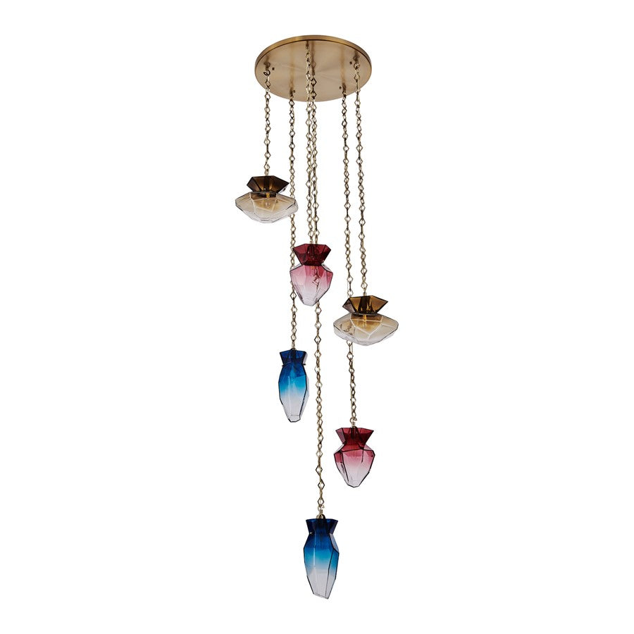 Kalco Lighting Bolsa 6 Light 38" Chandelier, Winter Brass