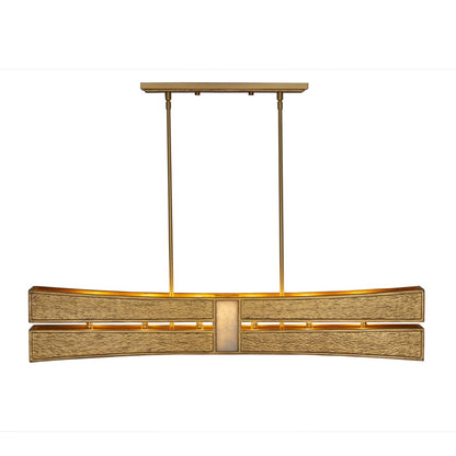 Kalco Dos 6 Light Linear Pendant, Rustic Gold and Brushed Gold - 528461RBG