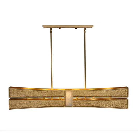 Kalco Dos 6 Light Linear Pendant, Rustic Gold and Brushed Gold - 528461RBG